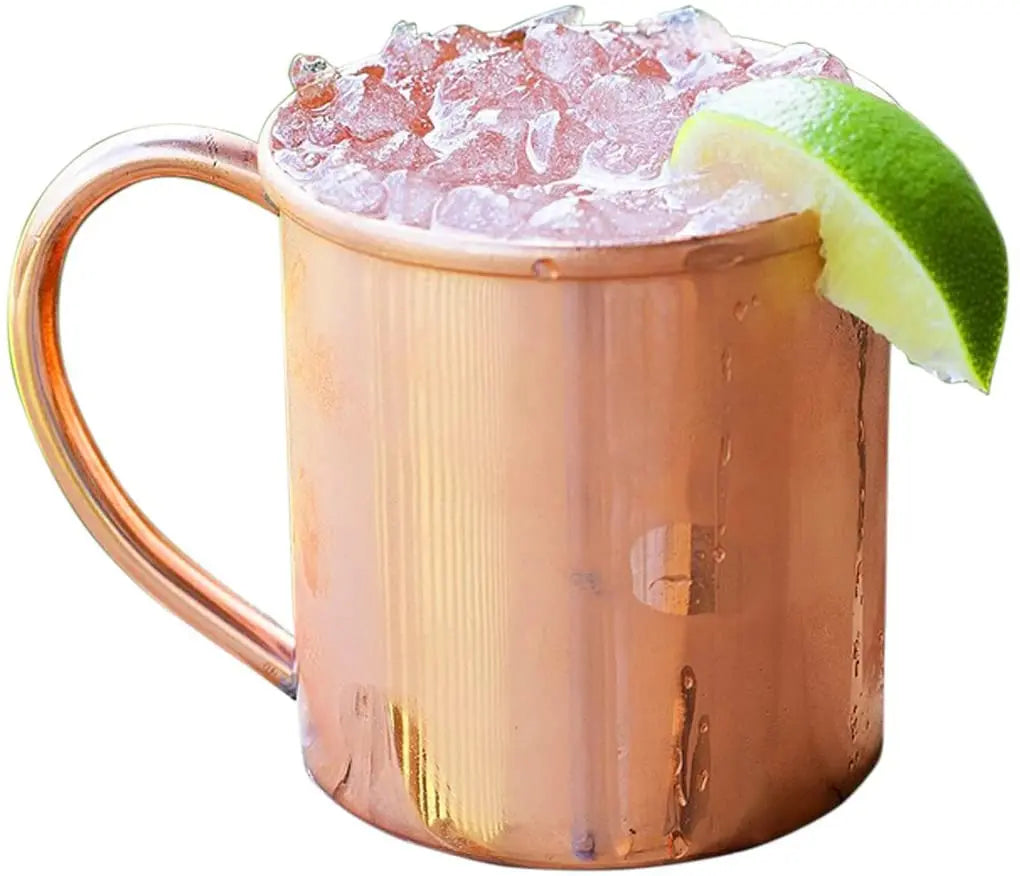 Moscow Mule PURE Copper Mugs-Cylinder-Shaped 100% Copper Cups Pure Solid 16 oz Copper Cocktail Cups Copper Beer Mug