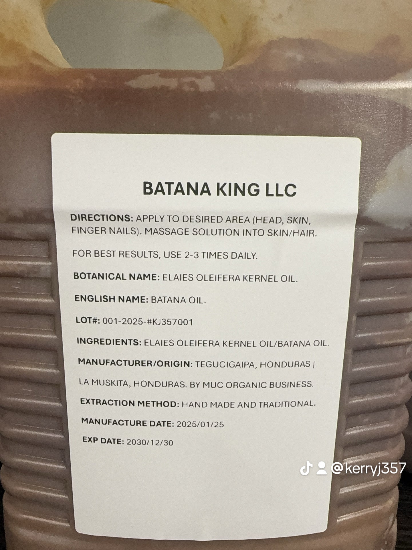 GALLON OF 100% RAW BATANA (limited available)